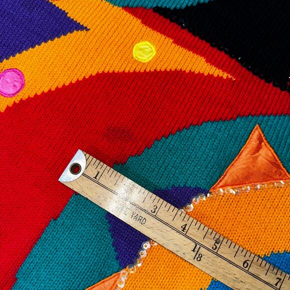 Vtg INTERNATIONAL SPORTSWEAR Extra Touch Colorblock Sequin Satin Dots 40 20W - Picture 2 of 7